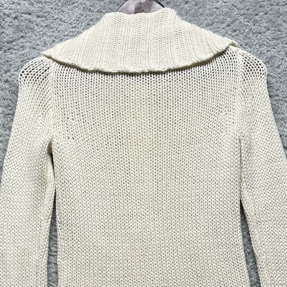 J Crew Sweater Cardigan Womens XS Cream White Chunky Button Up Shawl Collar - Picture 4 of 10